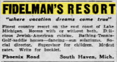 Fidelmans Resort - 1934 AD CHICAGO TRIBUNE
